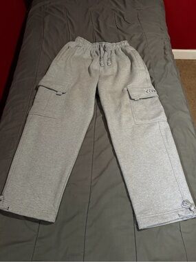 Pro Club Heather Gray Heavyweight Fleece Cargo Pants - Size S